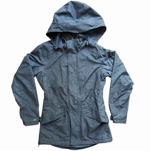 REI Elements Women's Hooded Rain Jacket Gray Waterproof Outdoor Coat Size S